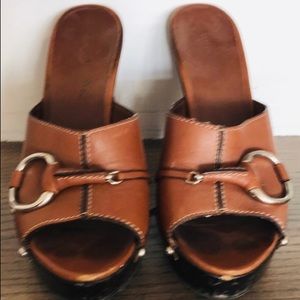 Authentic Gucci leather platform wood clog. No box